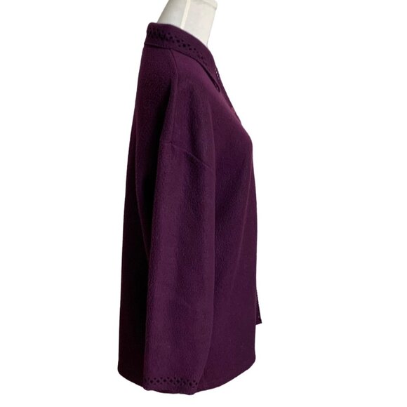 Cherokee Purple Cardigan Perforated Button Up Knit Sweater Size XL Soft Cozy Top - Picture 5 of 16